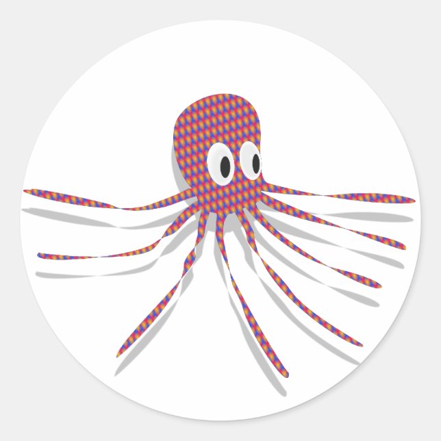 Pegatina Redonda Octopus colorido (Anverso)