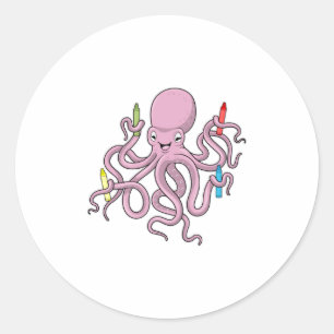 Pegatina Redonda Octopus con Crayon