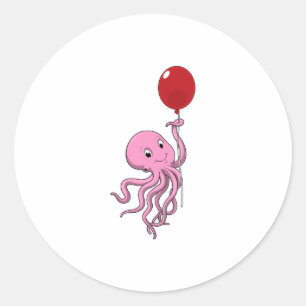 Pegatina Redonda Octopus con globo