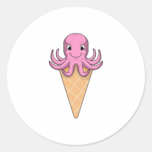 Pegatina Redonda Octopus con helado