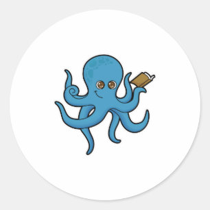 Pegatina Redonda Octopus con libro
