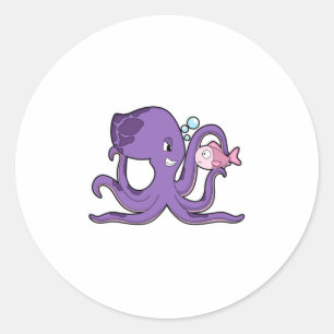 Pegatina Redonda Octopus con pescado.PNG