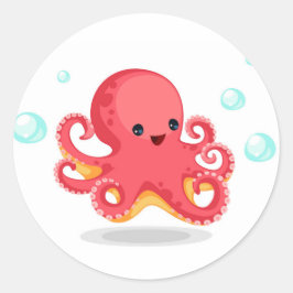 Pegatina Redonda Octopus de bebé lindo