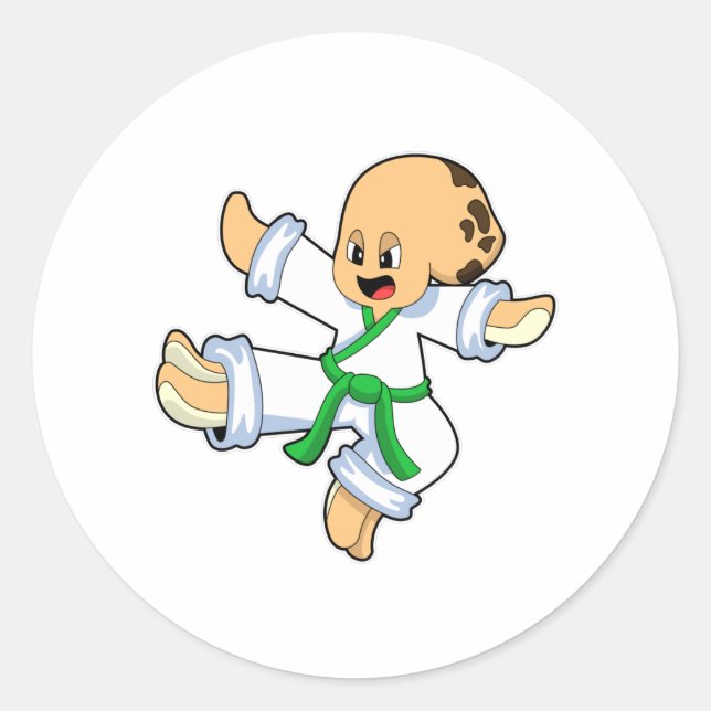 Pegatina Redonda Octopus en el Karate de las artes marciales (Anverso)