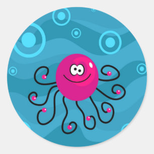 Pegatina Redonda Octopus funky