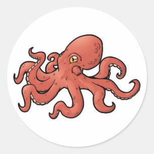 Pegatina Redonda Octopus gigantes del Pacífico