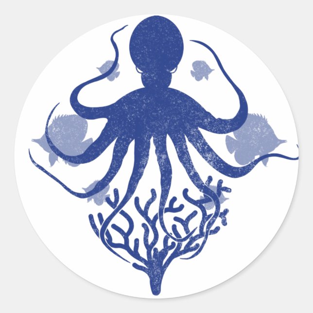 Pegatina Redonda Octopus (light background) (Anverso)