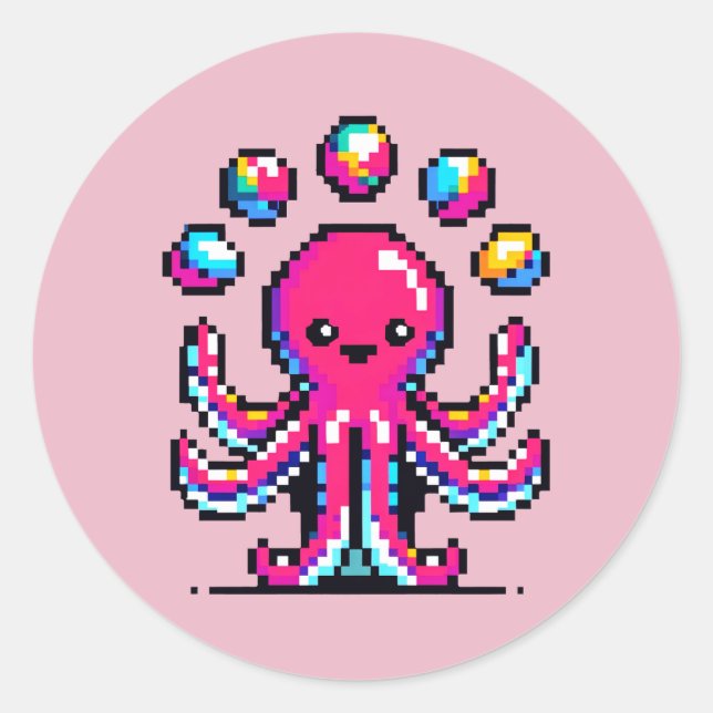 Pegatina Redonda Octopus malabarillado - Gracioso diseño de circo d (Anverso)