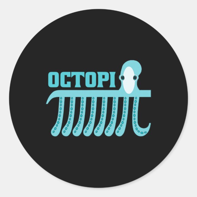 Pegatina Redonda Octopus Octopi Math (Anverso)