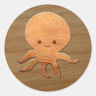 Pegatina Redonda Octopus Personalizado Cuidadoso Con Impresión De M