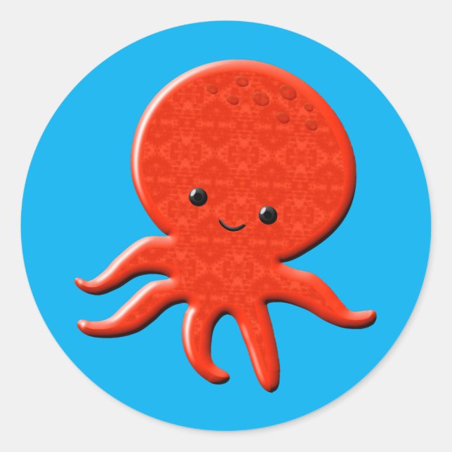 Pegatina Redonda Octopus rojo lindo (Anverso)