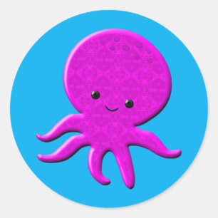 Pegatina Redonda Octopus rosado