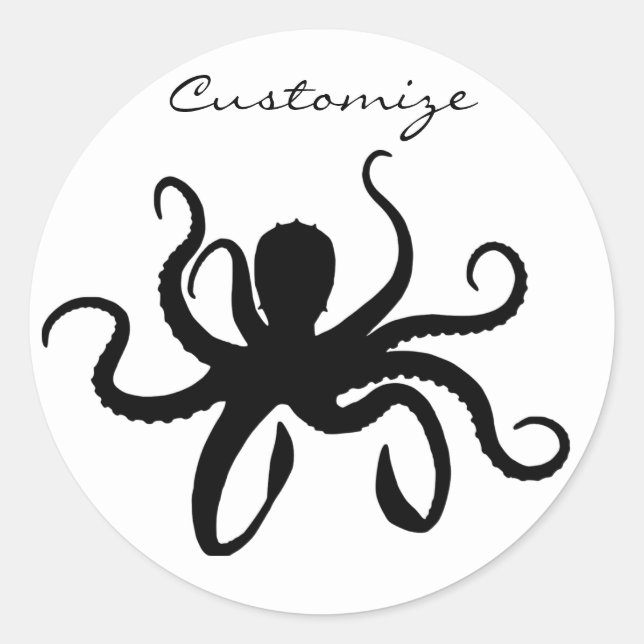Pegatina Redonda Octopus Silhouette Thunder_Cove (Anverso)