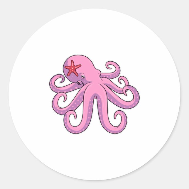 Pegatina Redonda Octopus Starfish (Anverso)