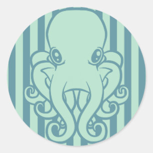 Pegatina Redonda Octopus turquesa