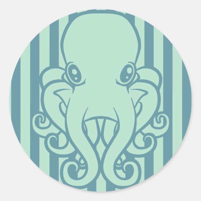 Pegatina Redonda Octopus turquesa (Anverso)