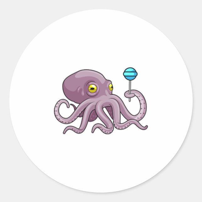Pegatina Redonda Octopus with Lollipop (Anverso)