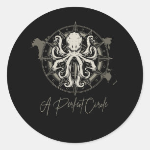 Pegatina Redonda Octopus World Sea Animal Ocean Kraken Tentacle