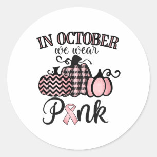 Pegatina Redonda Octubre: Vemos Cáncer De Mama Rosado
