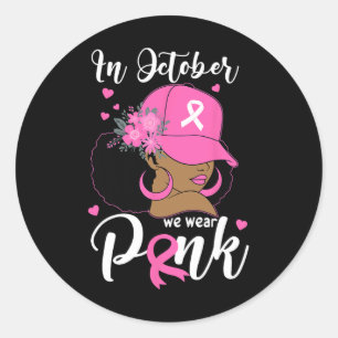 Pegatina Redonda Octubre: Vemos Conciencia Sobre El Cáncer De Mama