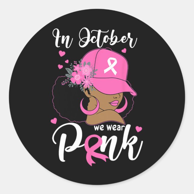 Pegatina Redonda Octubre: Vemos Conciencia Sobre El Cáncer De Mama  (Anverso)