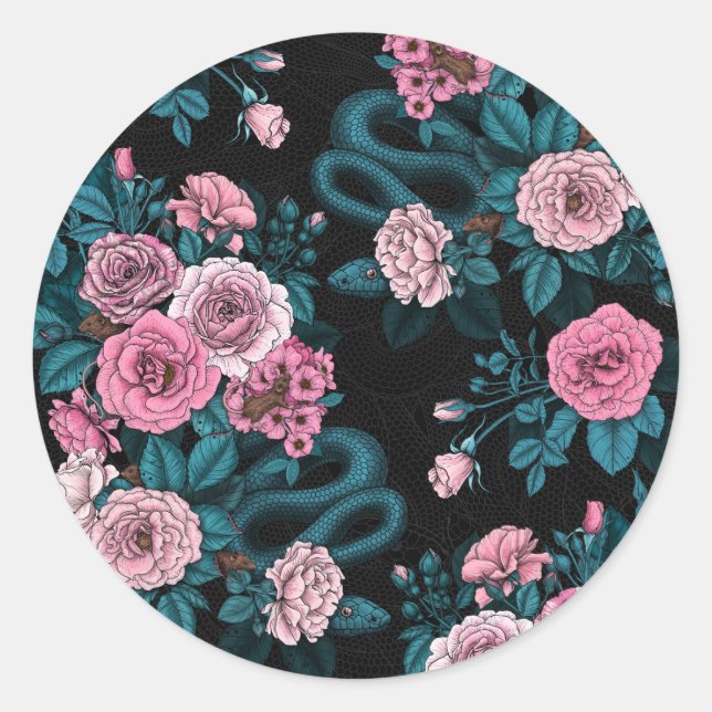 Pegatina Redonda Ocultos en los rosas 2 (Anverso)