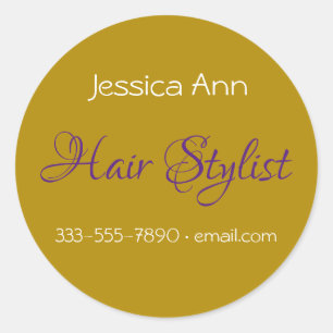 Pegatina Redonda Ocupación estilista de pelo personaliza el oro y e