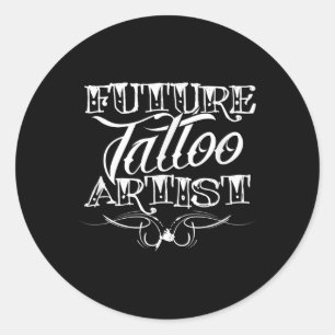 Pegatina Redonda Ocupación profesional de artistas de tatuajes futu