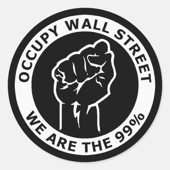 Pegatina Redonda Ocupar Wall Street, Somos El 99% (Anverso)