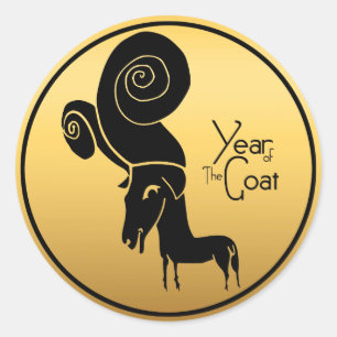 Pegatina Redonda Odd Gold Ram Goa Año Chino Zodiac Round Stick