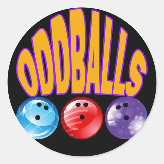 PEGATINA REDONDA ODDBALLS - NOMBRE DEL EQUIPO DE BOWLING (Anverso)