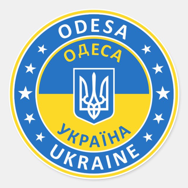 Pegatina Redonda Odesa Ucrania (Anverso)
