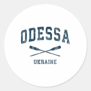 Pegatina Redonda Odessa Ucrania Remo Deportivo Náutico Vintage Pala