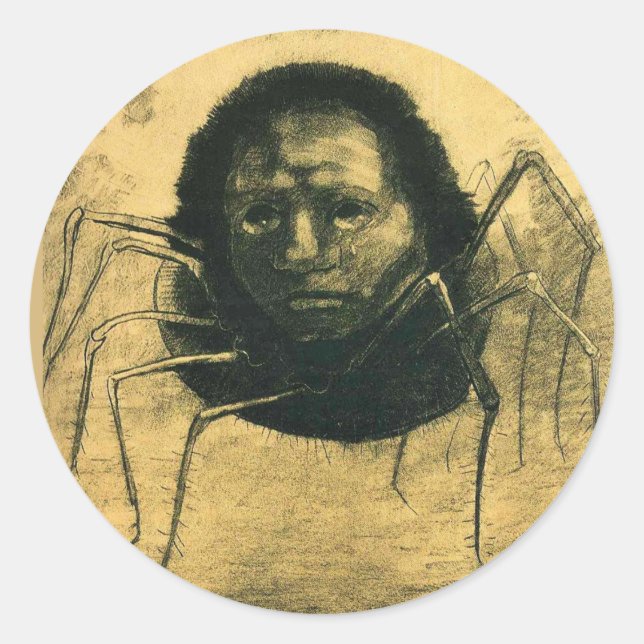Pegatina Redonda Odilon Redon - La araña que llora, (Anverso)