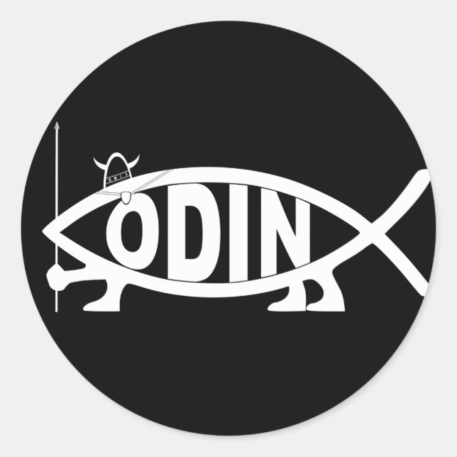 Pegatina Redonda Odin Fish (Anverso)