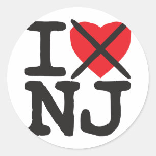 Pegatina Redonda Odio a NJ - Nueva Jersey