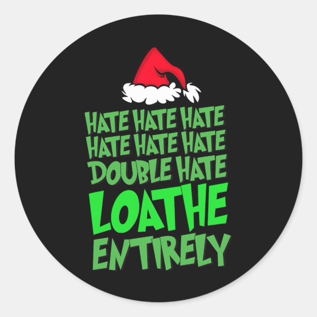 Pegatina Redonda Odio al doble odio aborrecer totalmente Divertida  (Anverso)