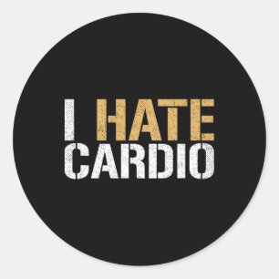 Pegatina Redonda Odio Cardio Funny Fitness Halterofilia Bodybucle