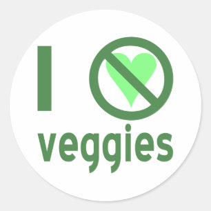 Pegatina Redonda Odio las verduras. No hay amor