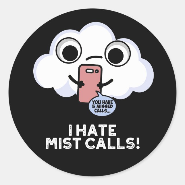 Pegatina Redonda Odio Mist Llama Funny Cloud Pun Dark BG (Anverso)
