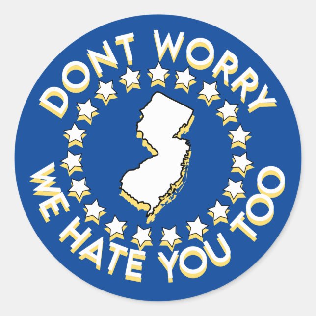 PEGATINA REDONDA ODIO NUEVA JERSEY (Anverso)