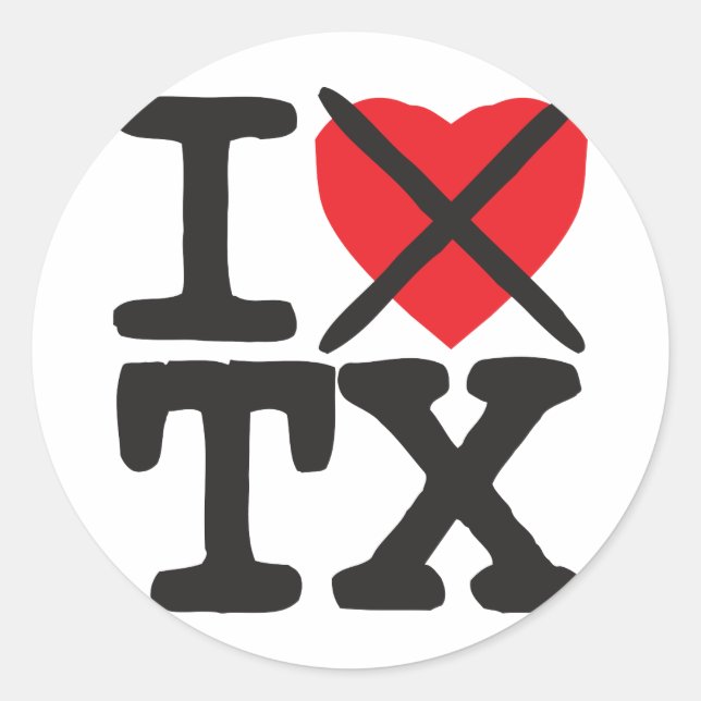 Pegatina Redonda Odio TX - Texas (Anverso)