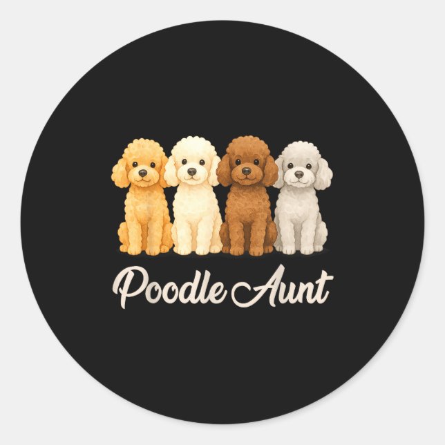 Pegatina Redonda Odle Aunt Cute Dog Lover Gift Funny Women Puppy Ow (Anverso)