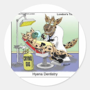 Pegatina Redonda Odontología de Hiena Regalos Divertidos, Camisetas