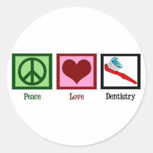 Pegatina Redonda Odontología del amor de la paz
