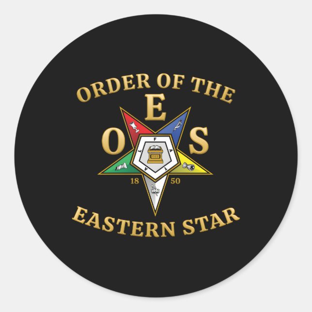 Pegatina Redonda Oes Emblem Order Of The Eastern Star (Anverso)