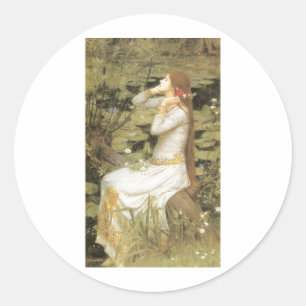 Pegatina Redonda Ofelia - John William Waterhouse (1894)