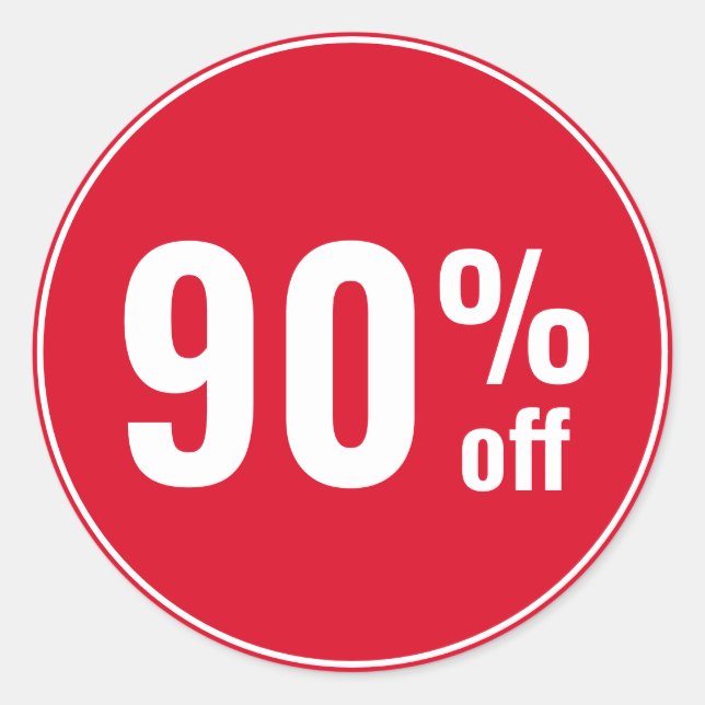 Pegatina Redonda Oferta de descuento del 90 por ciento (Anverso)