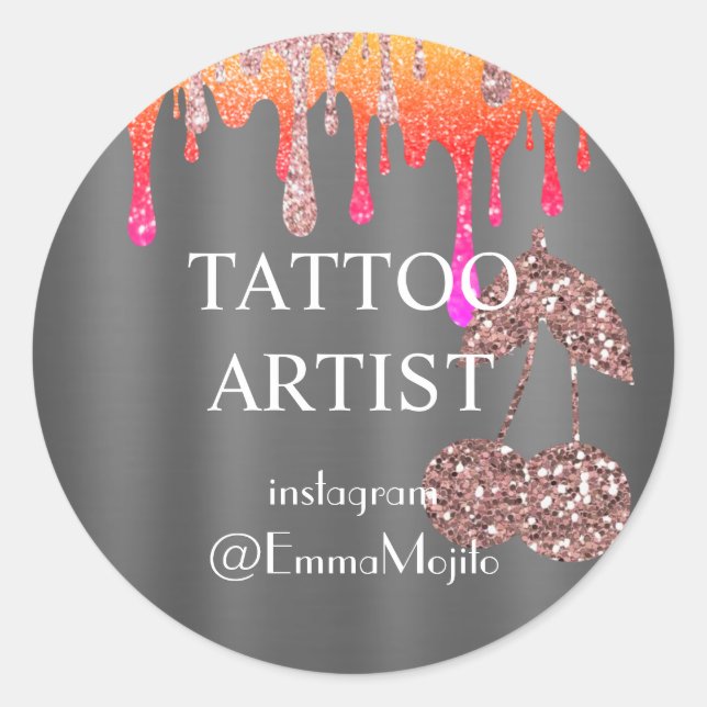 Pegatina Redonda Oferta de Tattoo Artist Deal (Anverso)