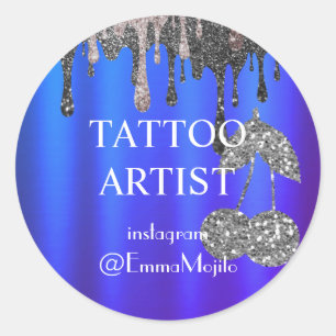 Pegatina Redonda Oferta de trato de artista de tatuaje clásico redo